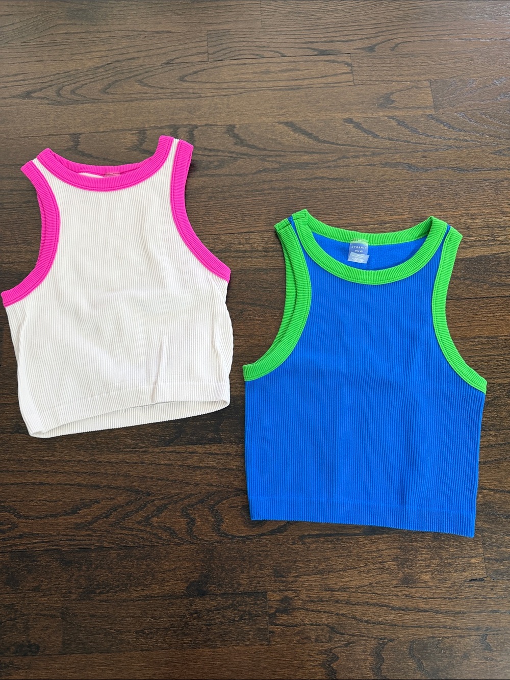 Dynamic Girls Color block Ribbed Tank Top Blue and Pink Set - One Size